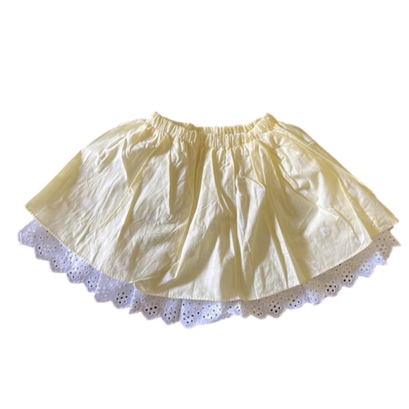 NEW Vintage Yellow Polkadot White Eyelet Scalloped Hem Prairie Twirl Skirt 2T - Picture 3 of 6